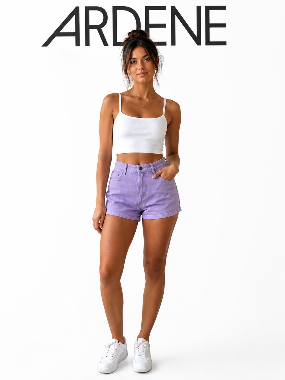 Ardene Lavender High Rise Denim Shorts Size 5 NWT cottagecore beach babe
